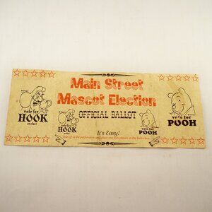 Disney World Hook, Pooh Mascot Election Ballot* 1995 Vintage Ephemera